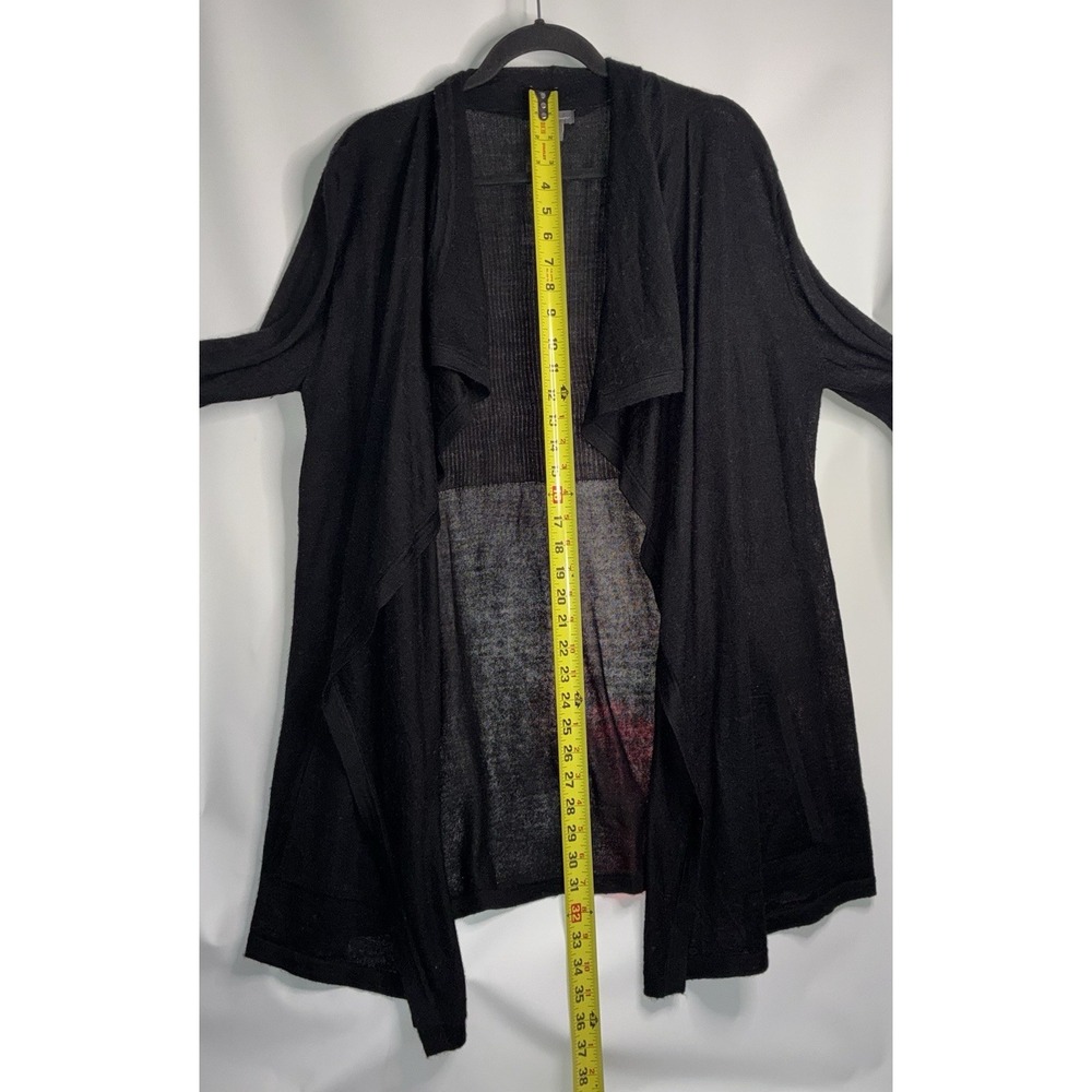 Eddie Bauer Waterfall Open Cardigan XL Black Wool Blend Lightweight Pockets - Picture 7 of 8